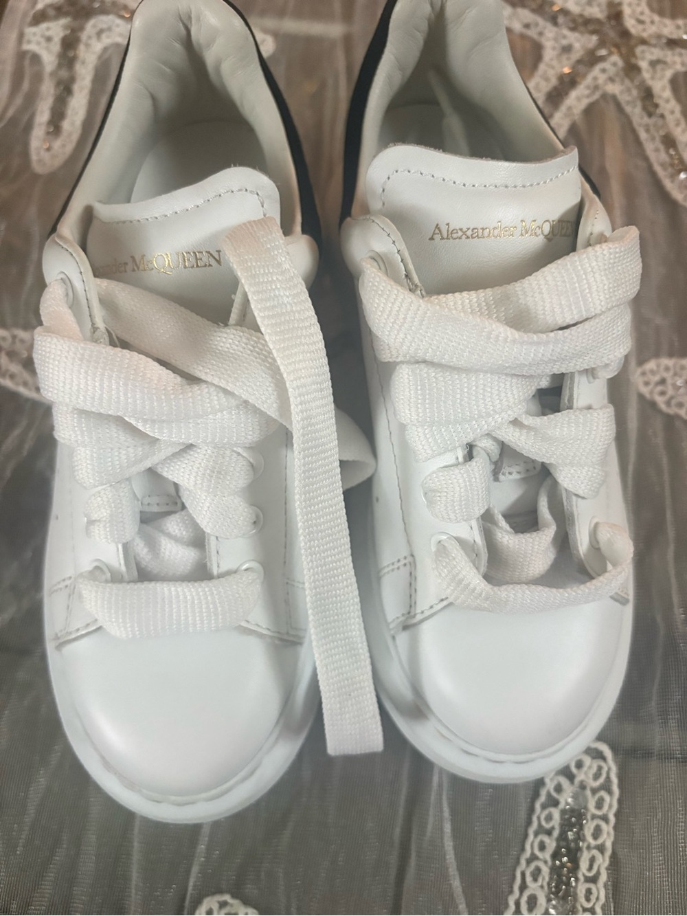 Alexander McQueen Kids White Leather Lace-Up Sneaker